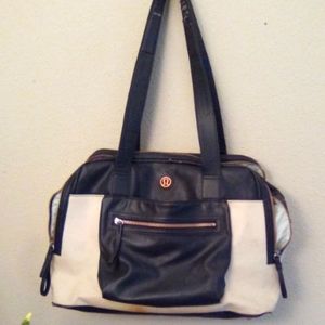 Lululemon large athletic duffel bag black white